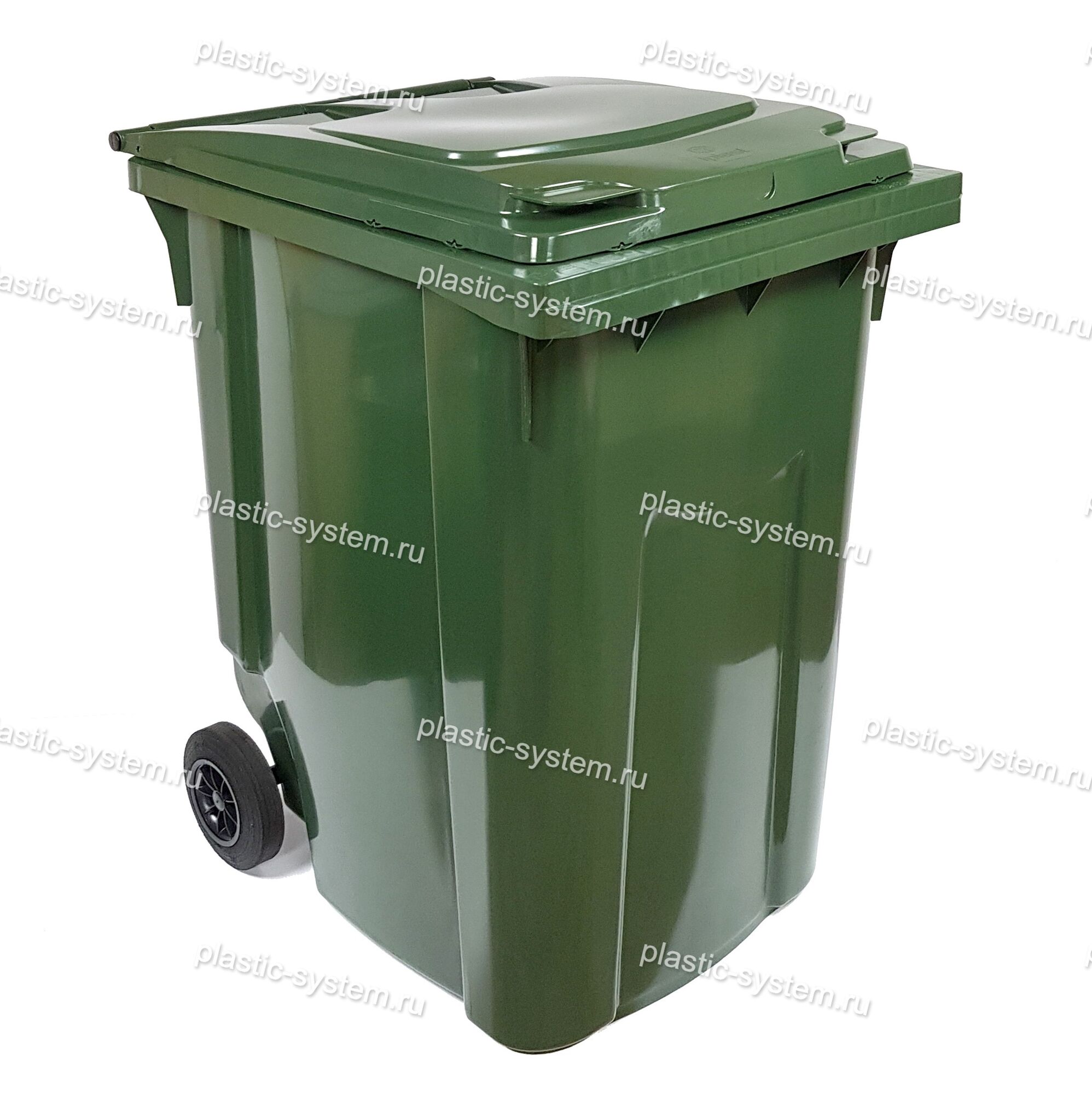 Контейнер для мусора 360 л с крышкой на колесах 200 мм (Зеленый)