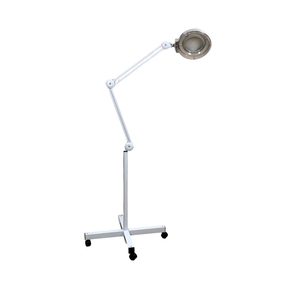 Лампа с увеличительным стеклом светодиодная на штативе напольная на колесиках