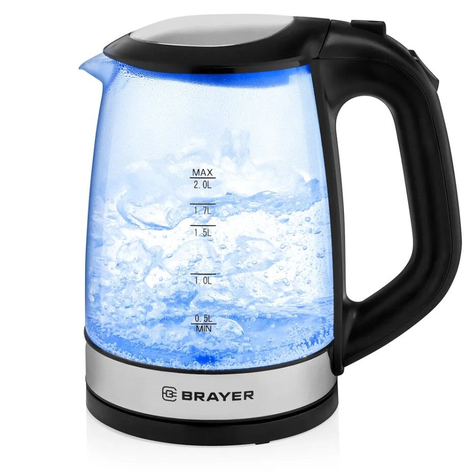Чайник BRAYER 1,7 л, BR1040BK , 2200Вт. стекло /1/ (шт.)
