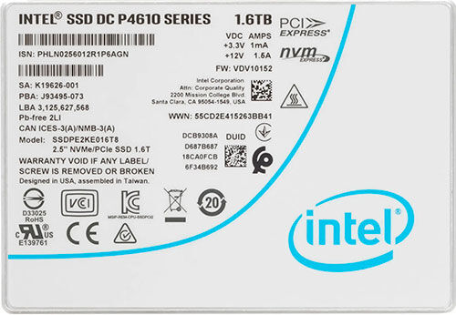 Серверный накопитель SSD Intel 2.5 U.2 DC-P4610 1600 Гб PCIe TLC (SSDPE2KE016T801)
