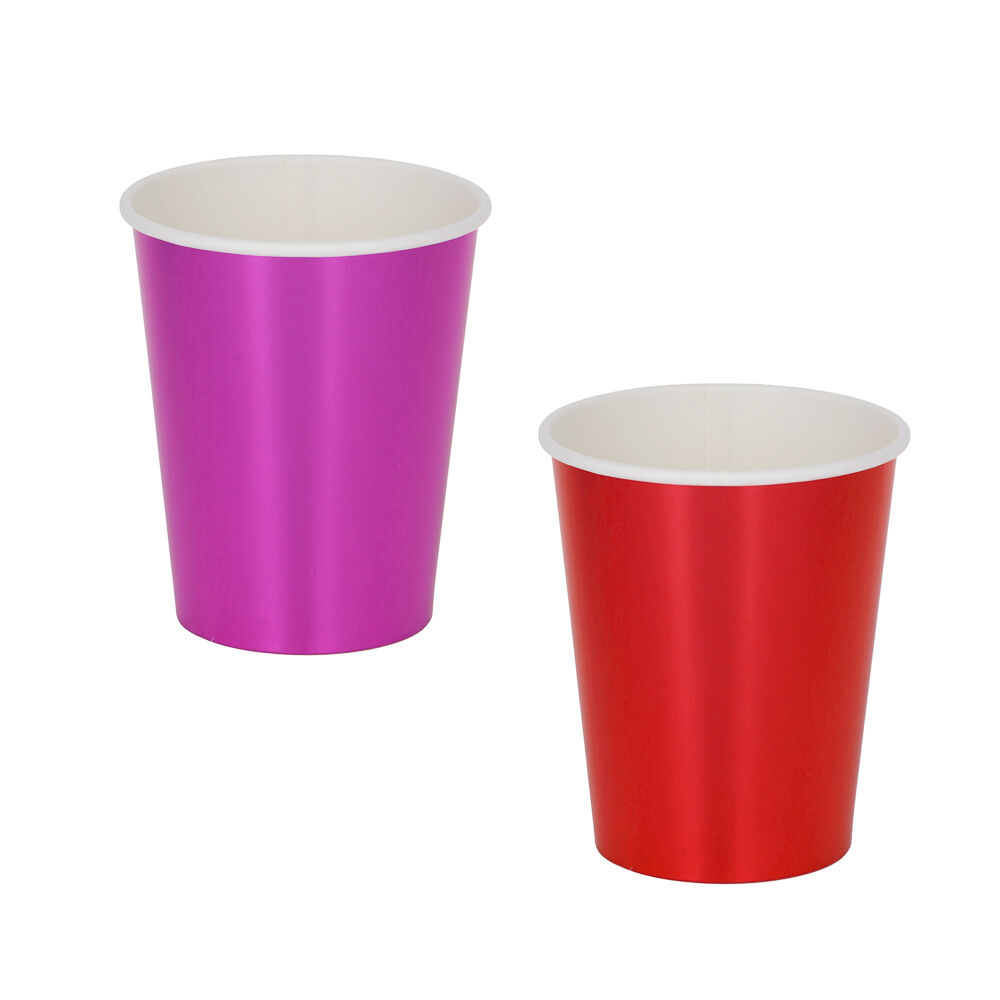 Набор стаканов бумажных, с фольгированным слоем, 2 цвета, красный, розовый, 230 г 1