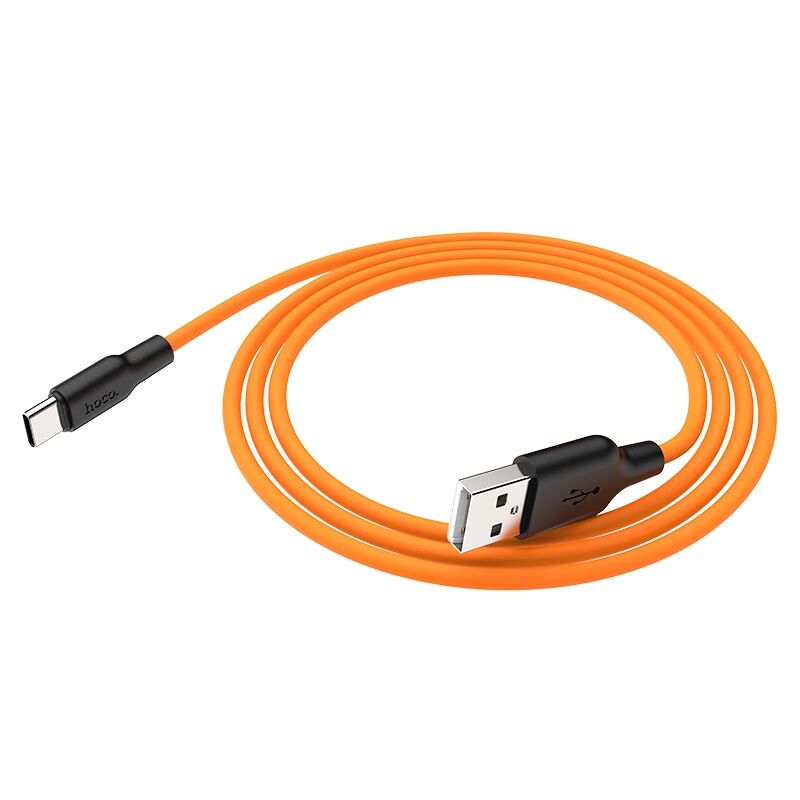 USB кабель шт.USB (A) - шт.Type-C "Hoco" X21 Plus (особо прочный, оранжевый) 3A, 1м