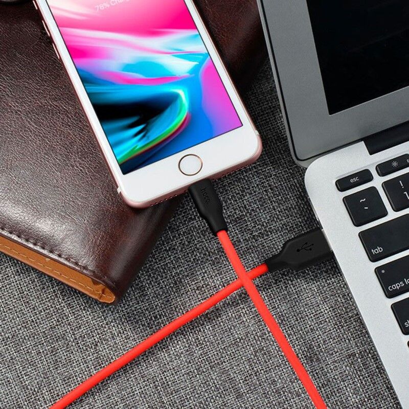 USB кабель шт.USB (A) - шт.Lightning 1,0м, 2,0А особо прочный, красный X21 "Hoco" 5