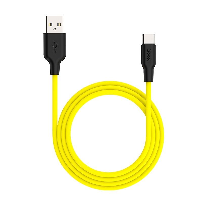 USB кабель шт.USB (A) - шт.Type-C "Hoco" X21 Plus (особо прочный, желтый) 3A, 1м 1