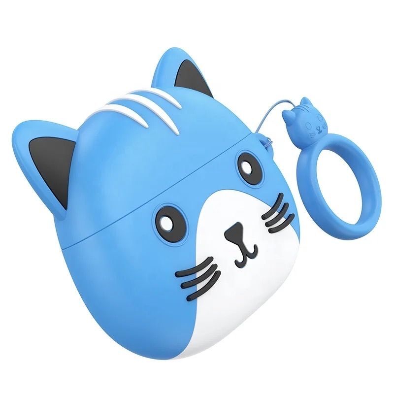 Гарнитура беспроводная Hoco EW46 Cat, Bluetooth 5.3, белые, чехол синий 1