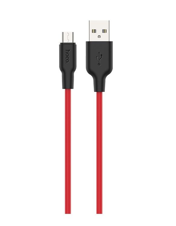USB кабель для зарядки micro USB "Hoco" X21 Plus (особо прочный, красный) 2.4A, 1м 2