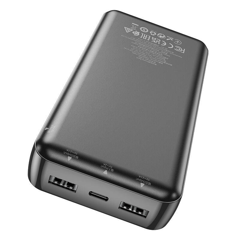 Портативный аккумулятор 20000mAh 2гн.USB 5V, 2,1A J100A, чёрный "Hoco" 3