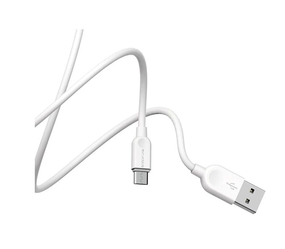 USB кабель для зарядки micro USB "BoroFone" BX14 (белый) 2,4A, 2м 3