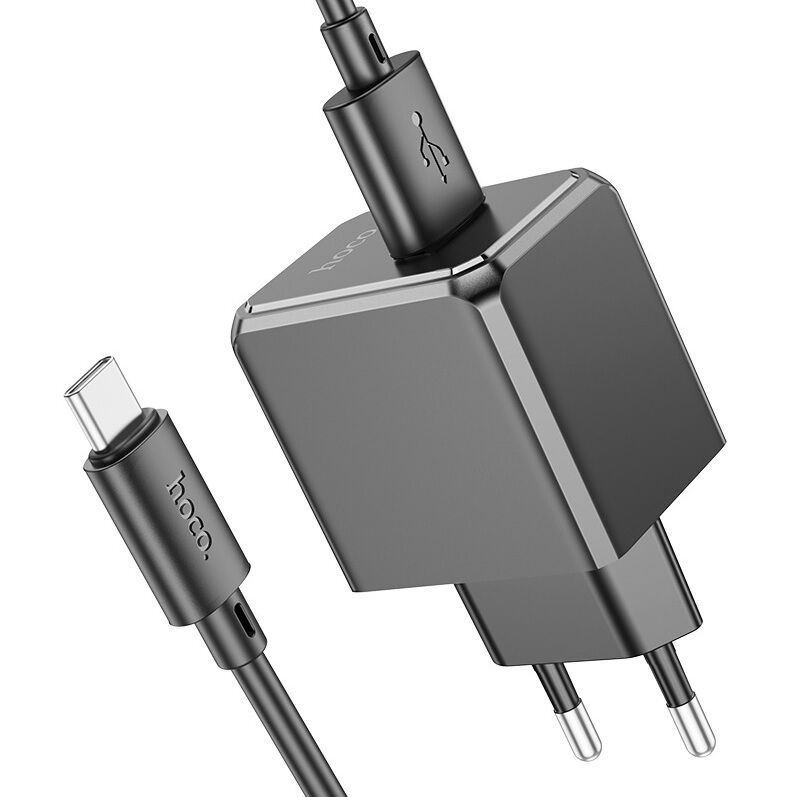 Адаптер постоянного тока Hoco CS11A, 1гн.USB 5В,2,1А + кабель Type-C 1м, чёрный 2