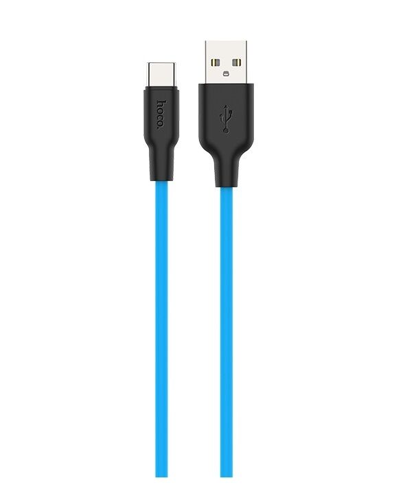 USB кабель шт.USB (A) - шт.Type-C "Hoco" X21 Plus (особо прочный, синий) 3A, 1м 3