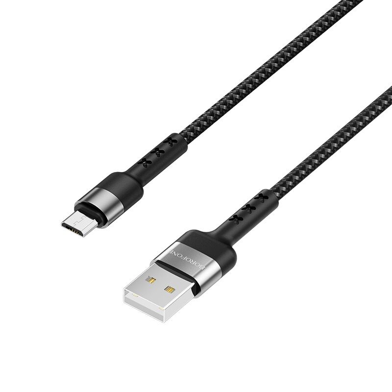 USB кабель для зарядки micro USB "BoroFone" BX34, нейлон, 2,4A, 1м, черный 1