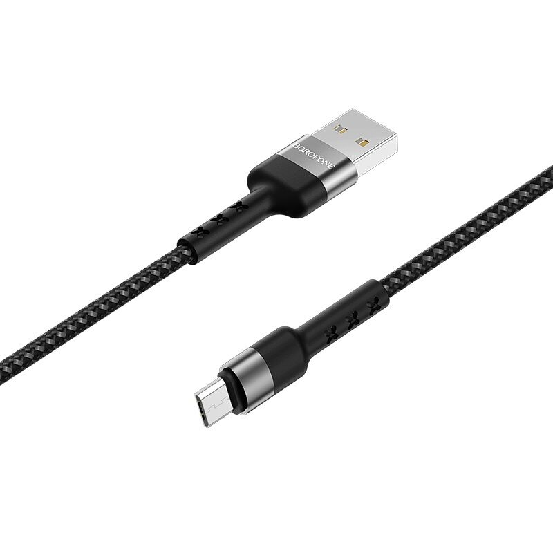 USB кабель для зарядки micro USB "BoroFone" BX34, нейлон, 2,4A, 1м, черный 2