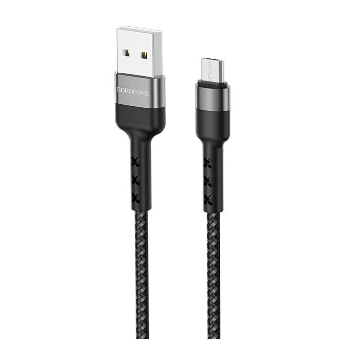 USB кабель для зарядки micro USB "BoroFone" BX34, нейлон, 2,4A, 1м, черный 4