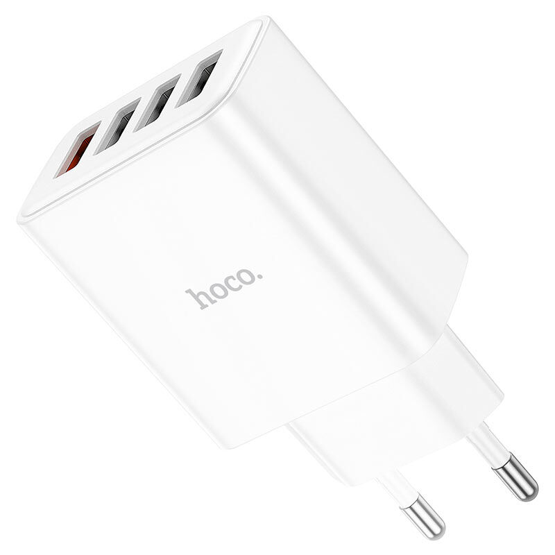 Адаптер постоянного тока 220В с выходом 4гн.USB 5V, 2,1A, белый C102A "Hoco" 2