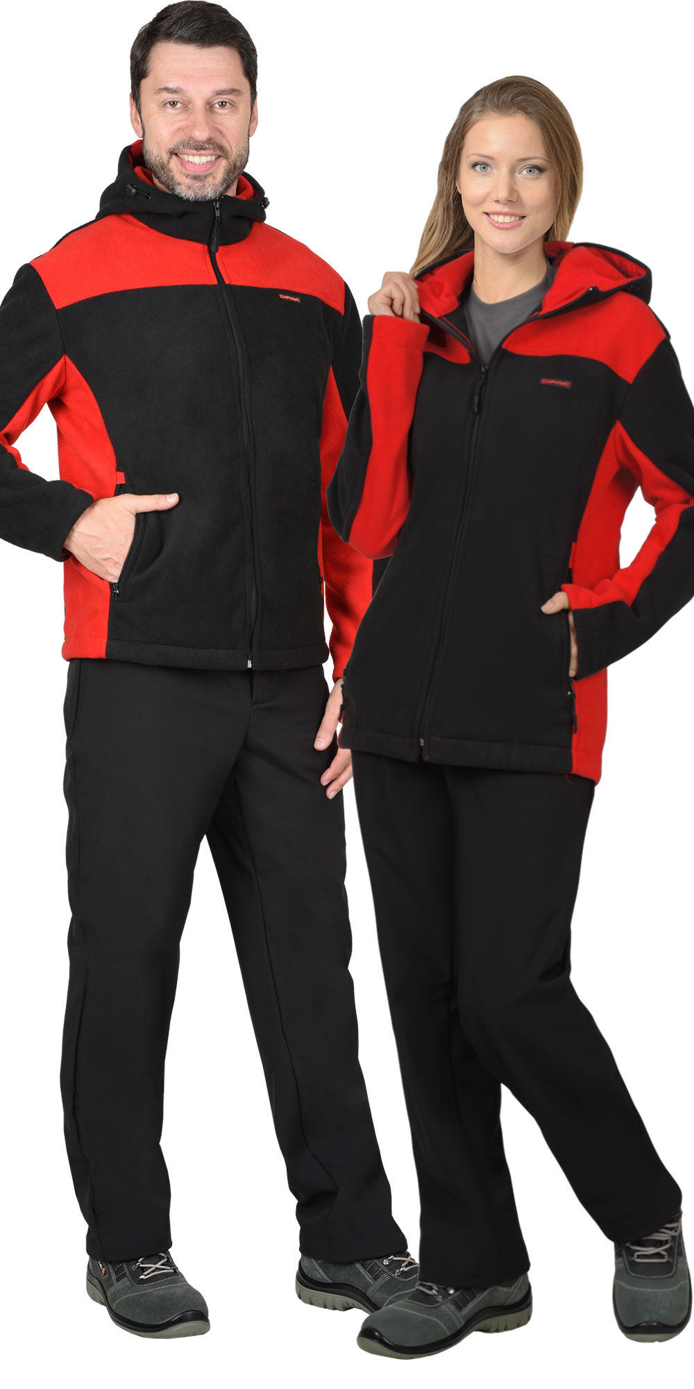 Куртка флисовая ТЕХНО (флис дублированный) черная с красным