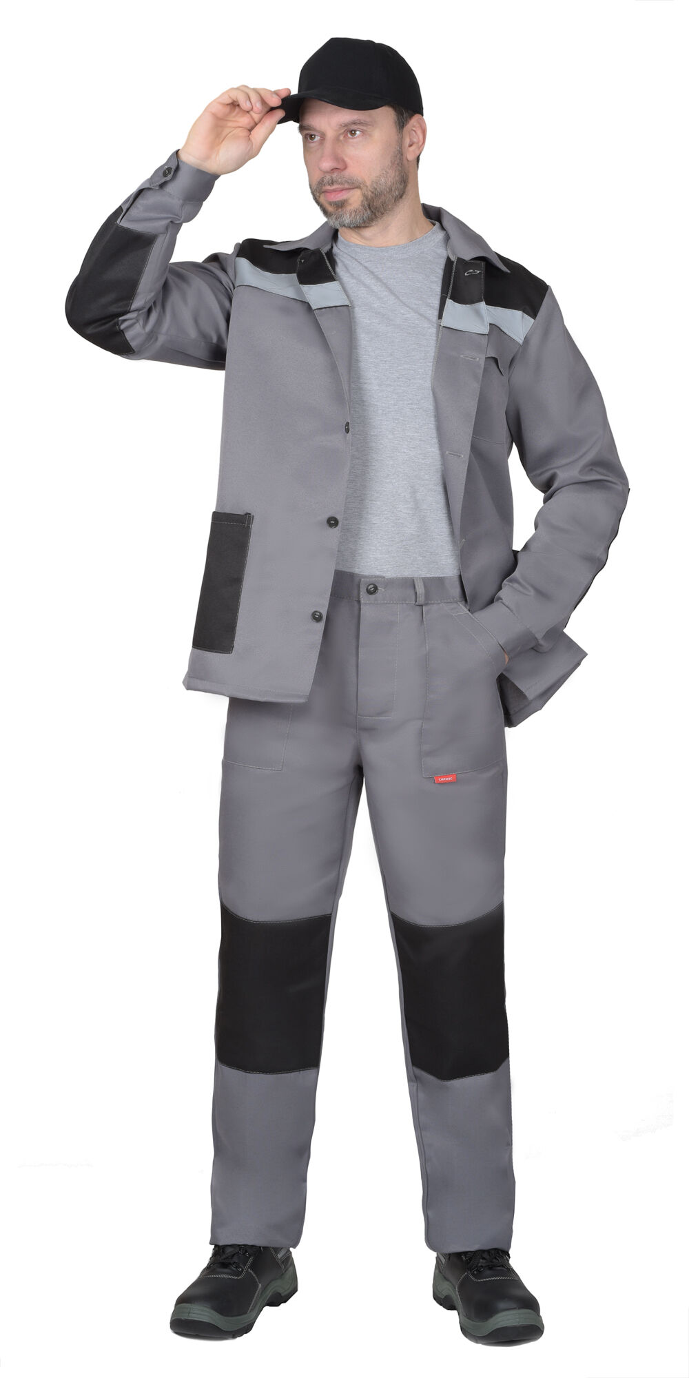Костюм СТАНДАРТ куртка, брюки средне-серый с черным СОП 50 мм