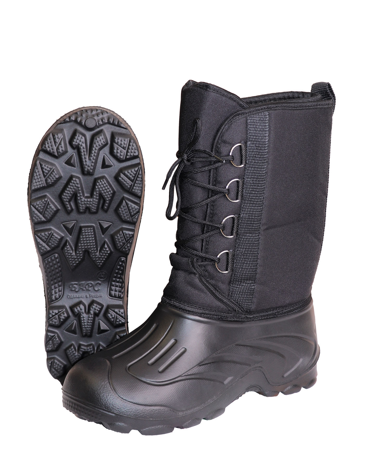 Дутики ЭВА мужские (Д-014 ч) на шнуровке с чулком (-40С), цвет черный