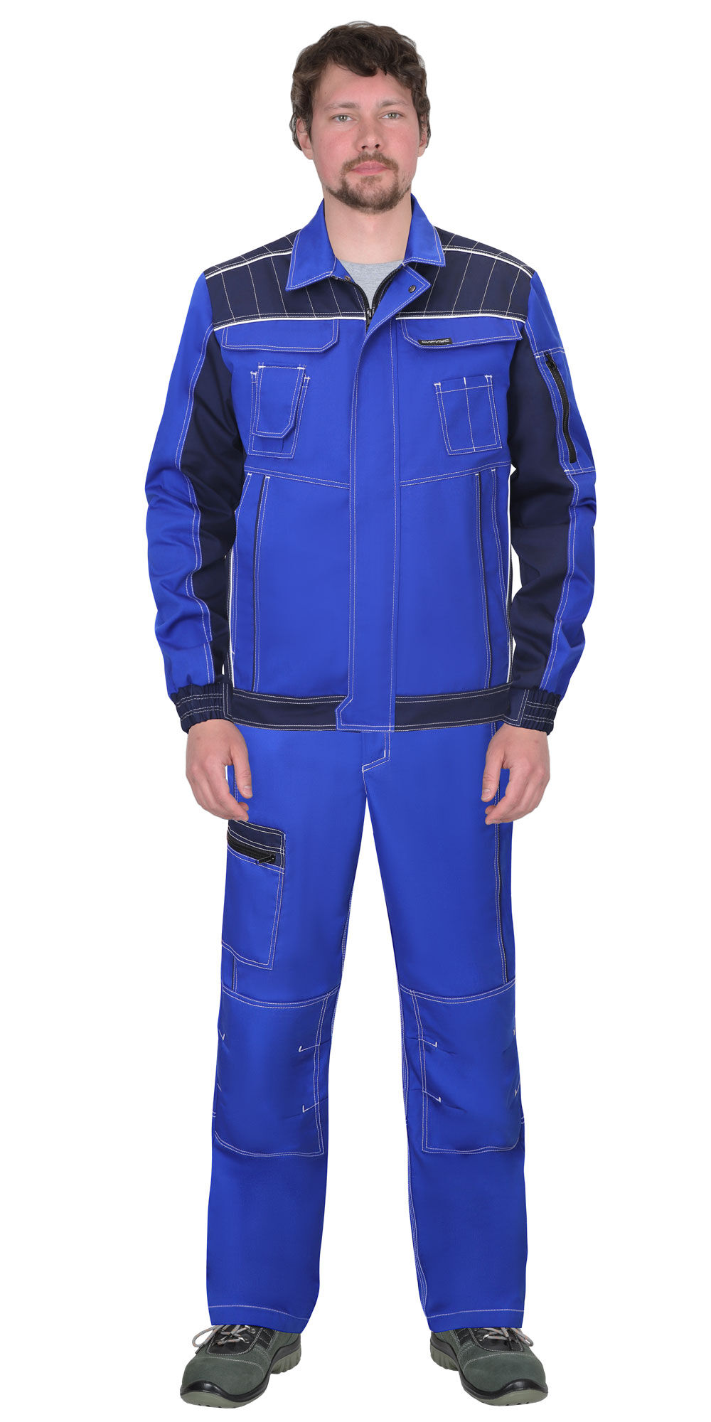Куртка ПРЕСТИЖ короткая, васильковая с синим, ткань Rodos (245гр/кв.м)
