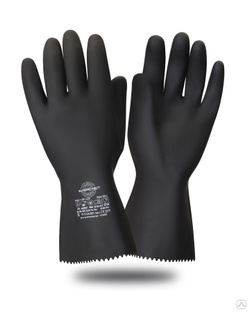 Перчатки Safeprotect КЩС-1-SP LUX черные (латекс, слой Silver, толщина 0,65 мм, дл.300мм) 
