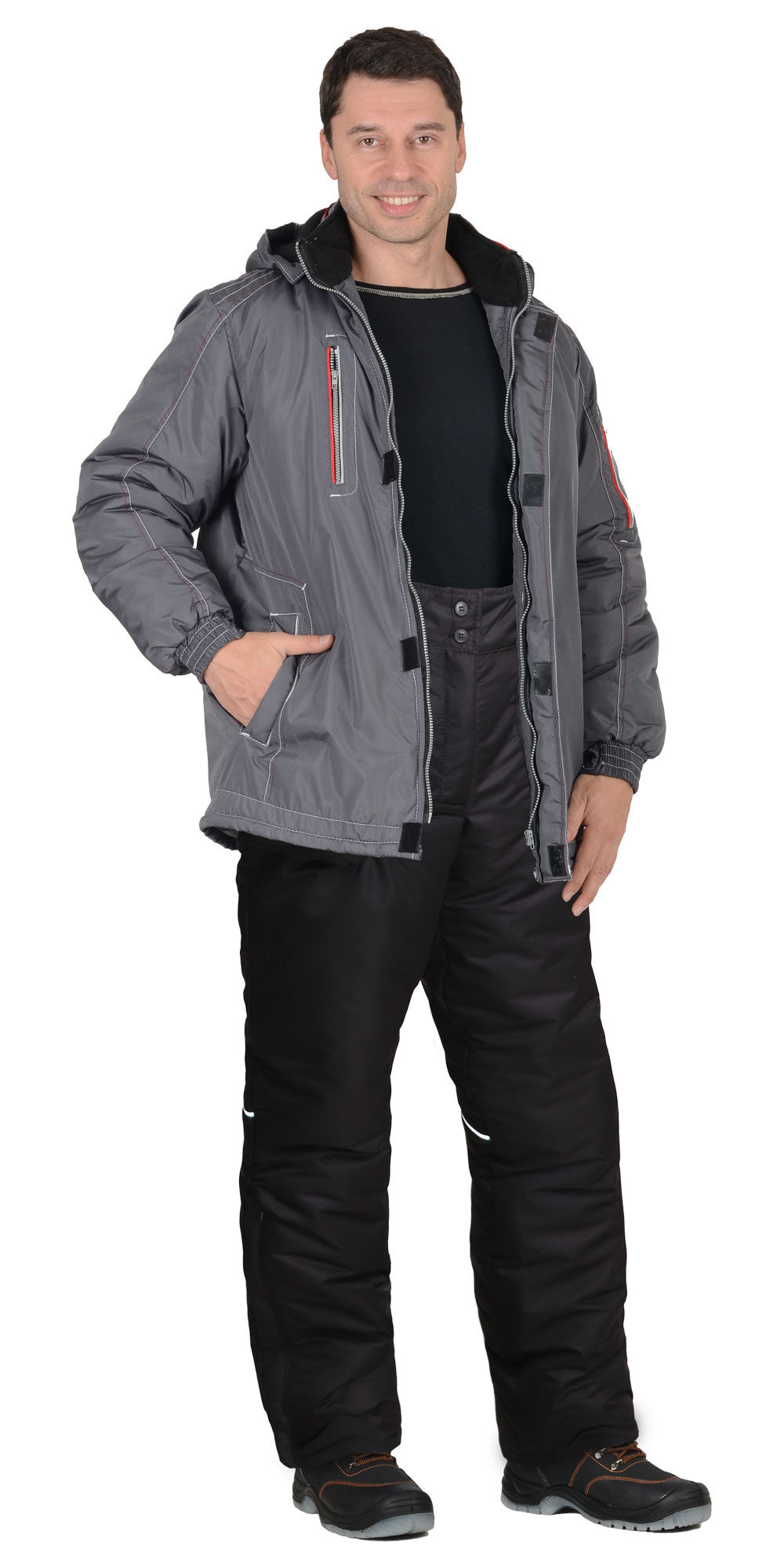 Костюм АЛЕКС зимний: куртка, брюки, темно-серый, ткань Таслан