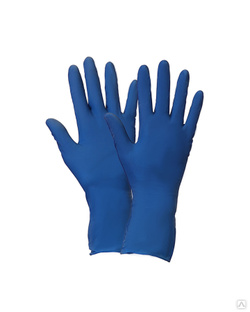 Перчатки одноразовые Safeprotect ХайРиск (латексные неопудренные, текстурные, 13 гр, синие) (25пар) #1