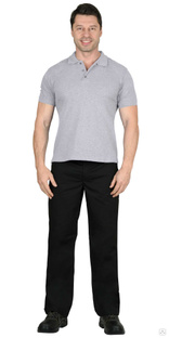 Рубашка-поло меланж серый короткие рукава с манжетом, пл.180 г/м2 #1