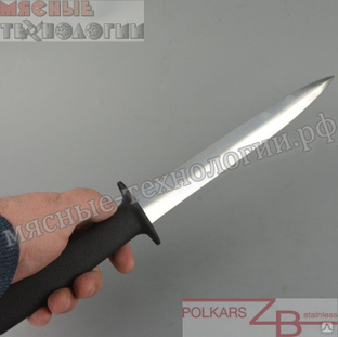 Нож для убоя (кинжал) Polkars №35 21 см, черная нескользящая ручка из PP, лезвие с двухсторонней заточкой. #1