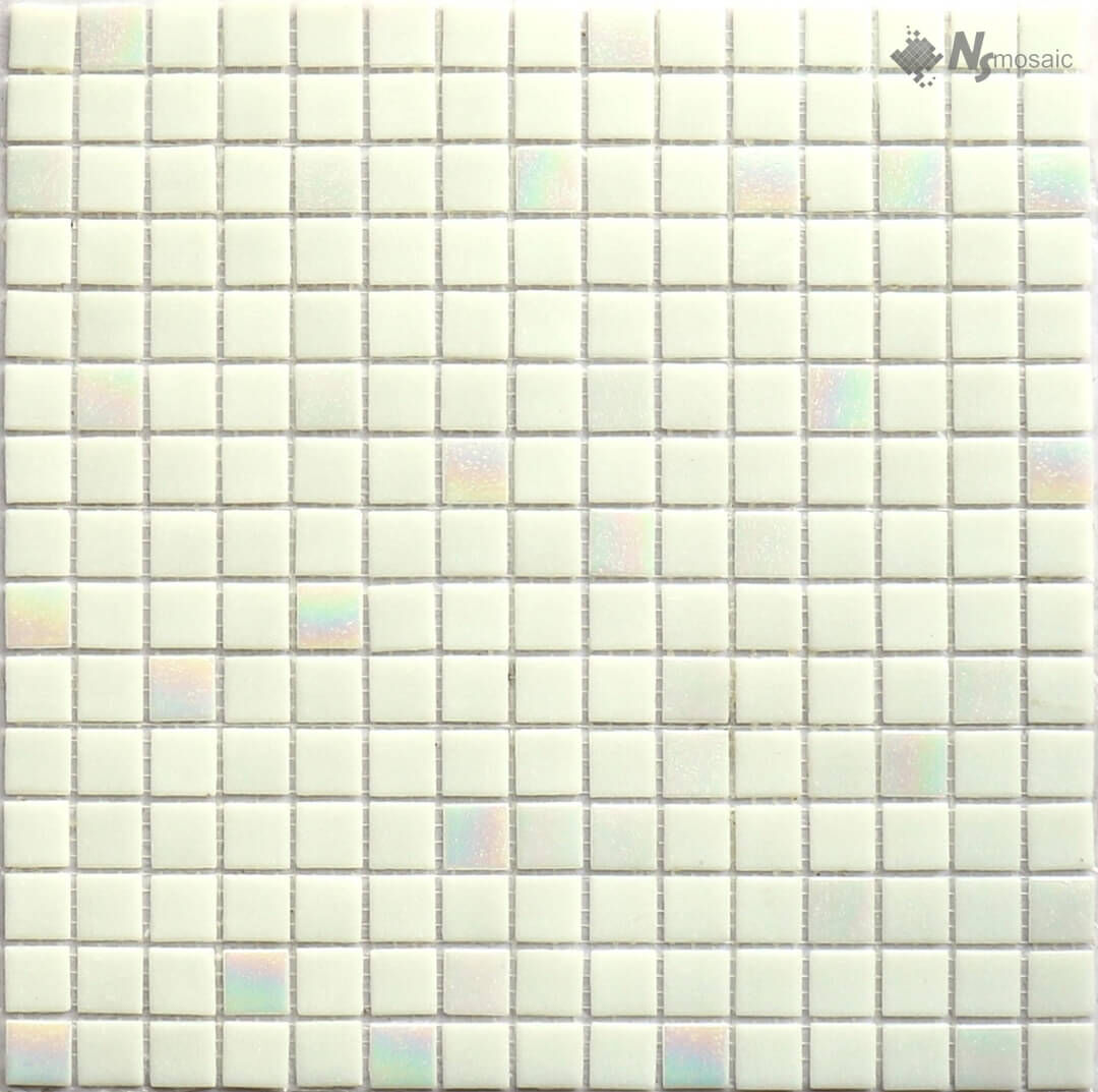Мозаика стеклянная MIX23 (на сетке) NSmosaic бассейновая белая