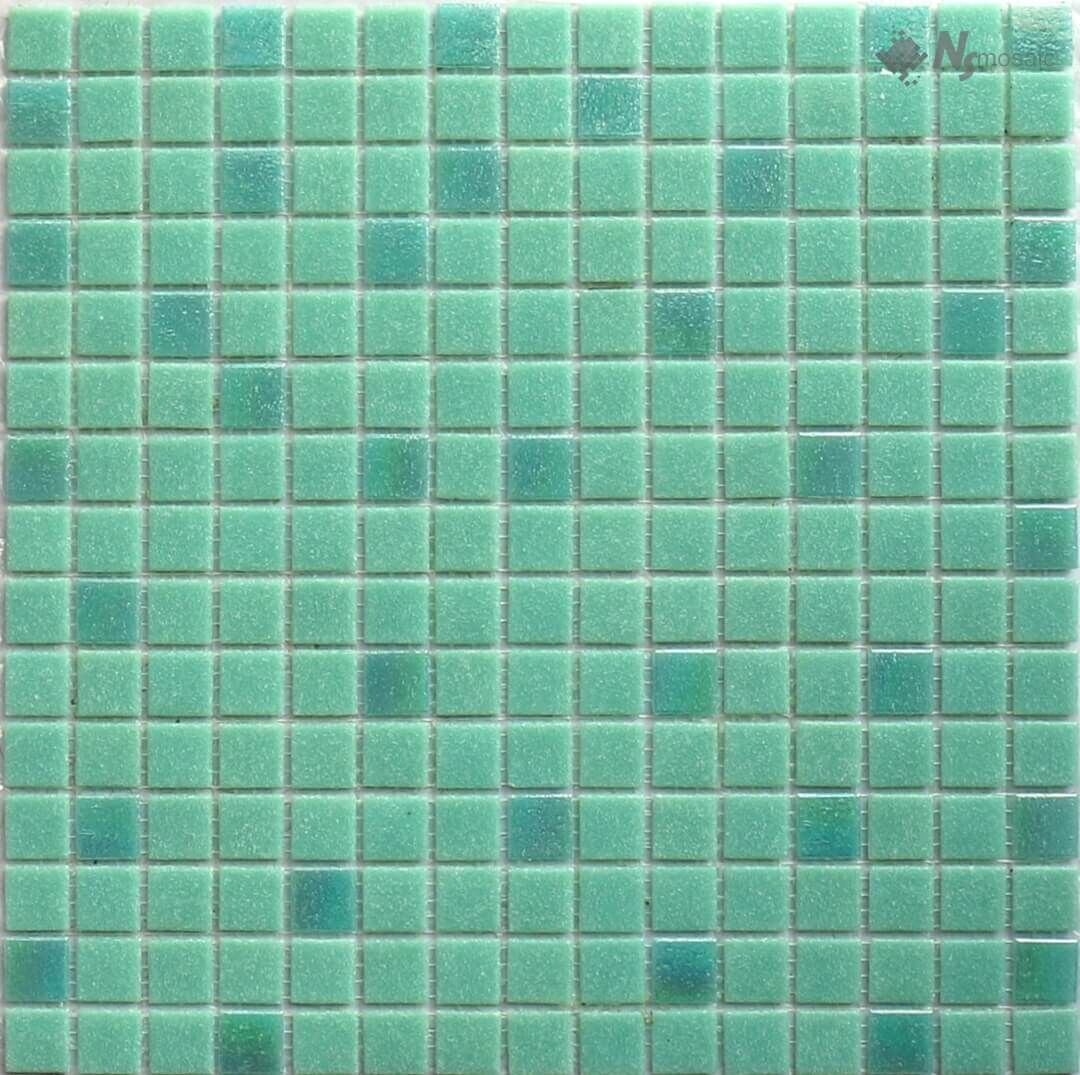 Мозаика стеклянная MIX24 (на сетке) NSmosaic бассейновая зеленая