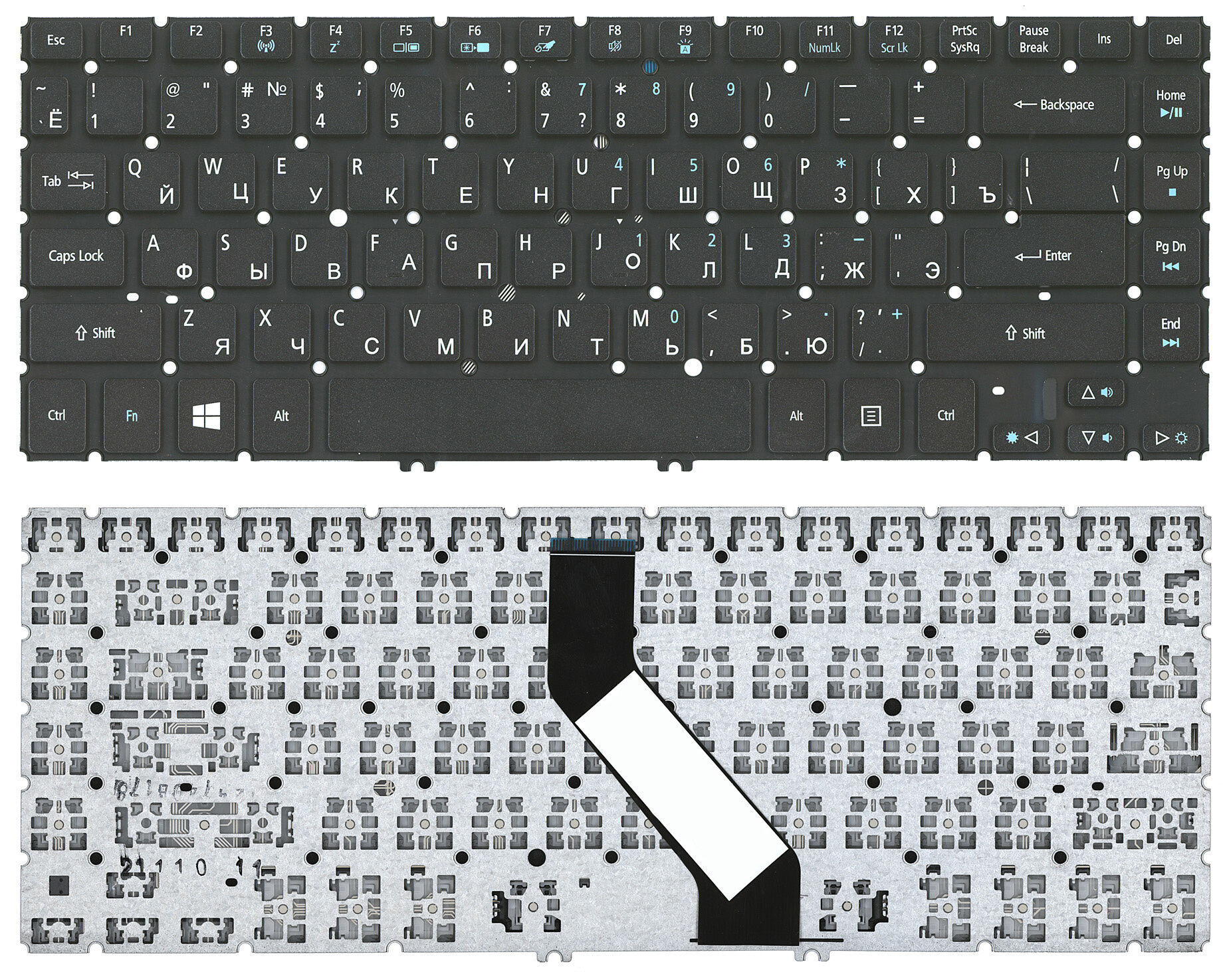 Клавиатура для Acer V5-431 V5-471 M3-481 с подсветкой p/n: NSK-R24SW 0R, NSK-R25SW 0R, NSK-R2HBW 0R