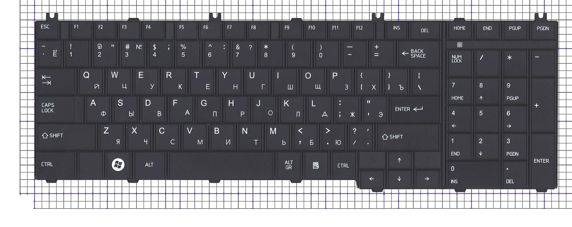 Клавиатура для ноутбука Toshiba C650 C660 L650 L750 p/n: NSK-TN00R, NSK-TN0SC, NSK-TN0SU, NSK-TN0SV