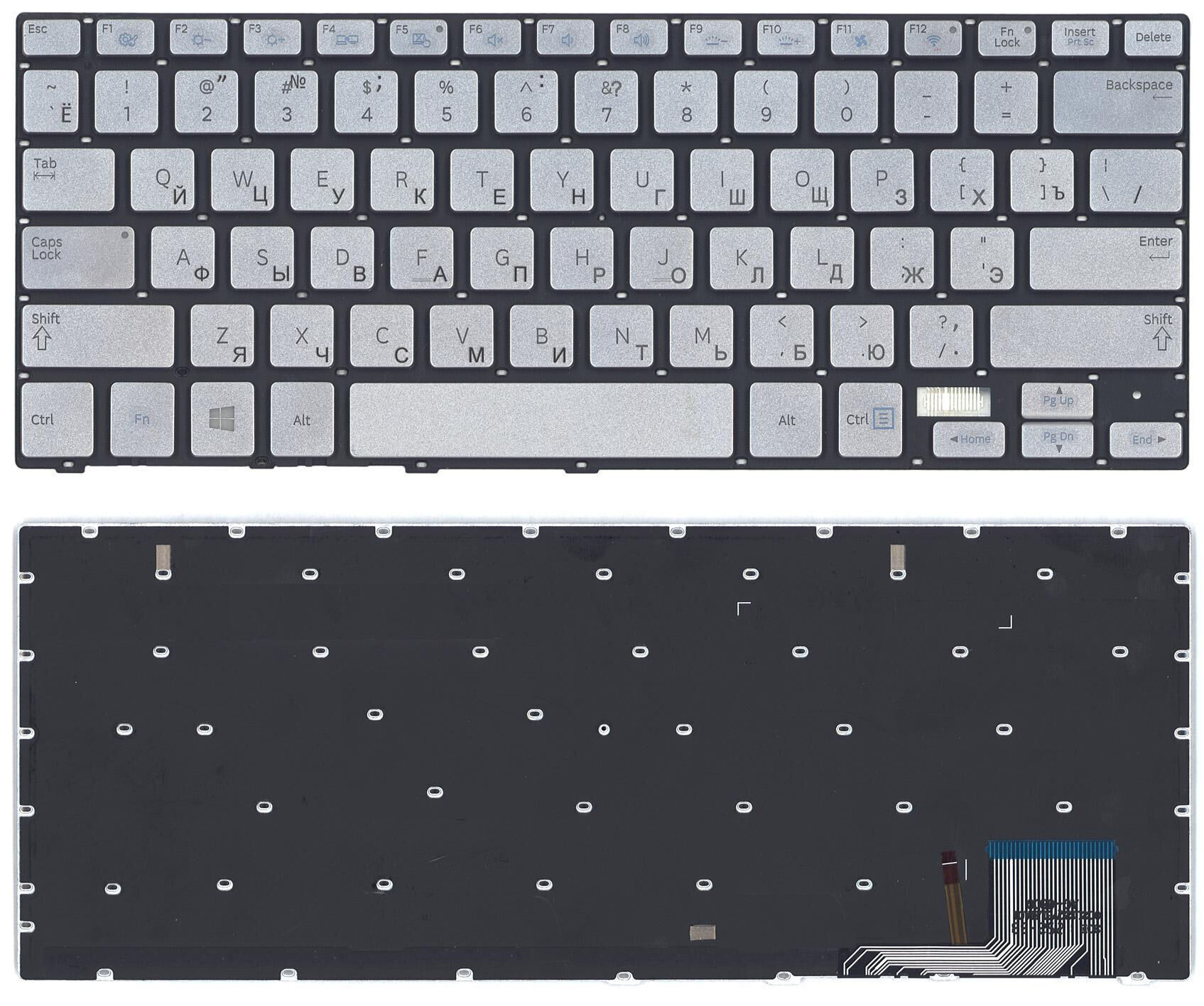 Клавиатура для ноутбука Samsung 730U3E 740U3E NP740U3E серебро с подсветкой p/n: BA75-04469K