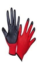 Перчатки нейлоновые с нитриловым покрытием "ЛЮКС" красно/чёрный