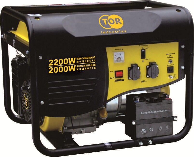 Генератор бензиновый TOR TR2500E 2,0 кВт 220 В 15 л с кнопкой запуска