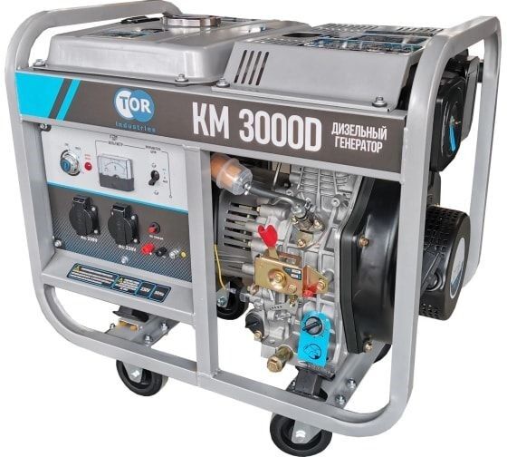Генератор дизельный TOR KM3000D 3,0 кВт 220 В 15 л с кнопкой запуска