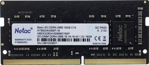 Оперативная память Netac SO-DIMM DDR4 16GB 2666MHz (NTBSD4N26SP-16)