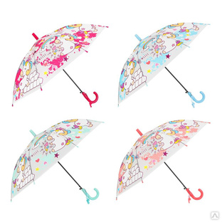 Зонт-трость, детский, POE, пластик, сплав, 50см, 8 спиц, 4 дизайна 