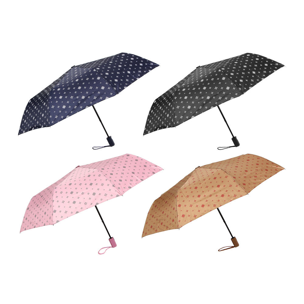 Зонт универсальный, полуавтомат, металл, пластик, полиэстер, 55см, 8 спиц, 4 цвета, 3215A 1