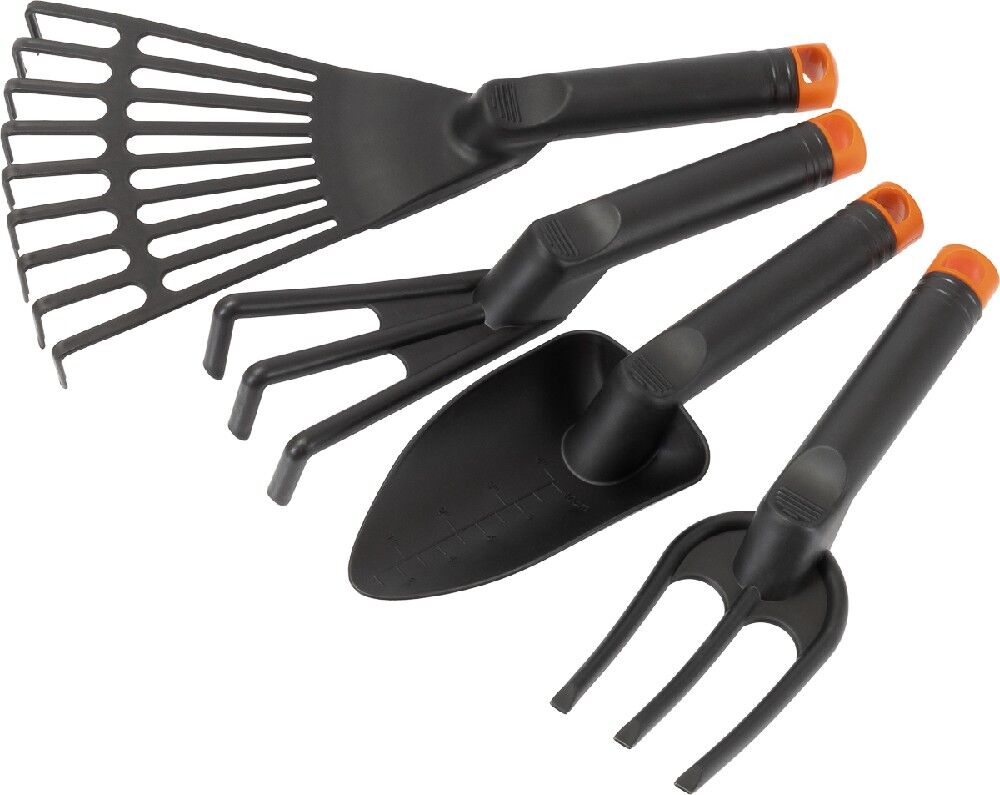 Набор садового инструмента пластиковый, 4 предмета, чёрный