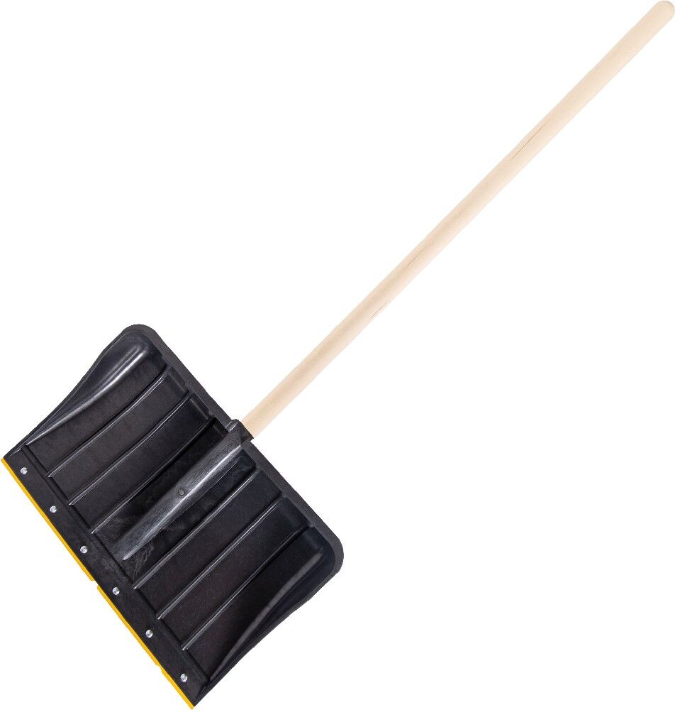 Лопата для уборки снега, 540х375х1350 мм, черная, с деревянным черенком