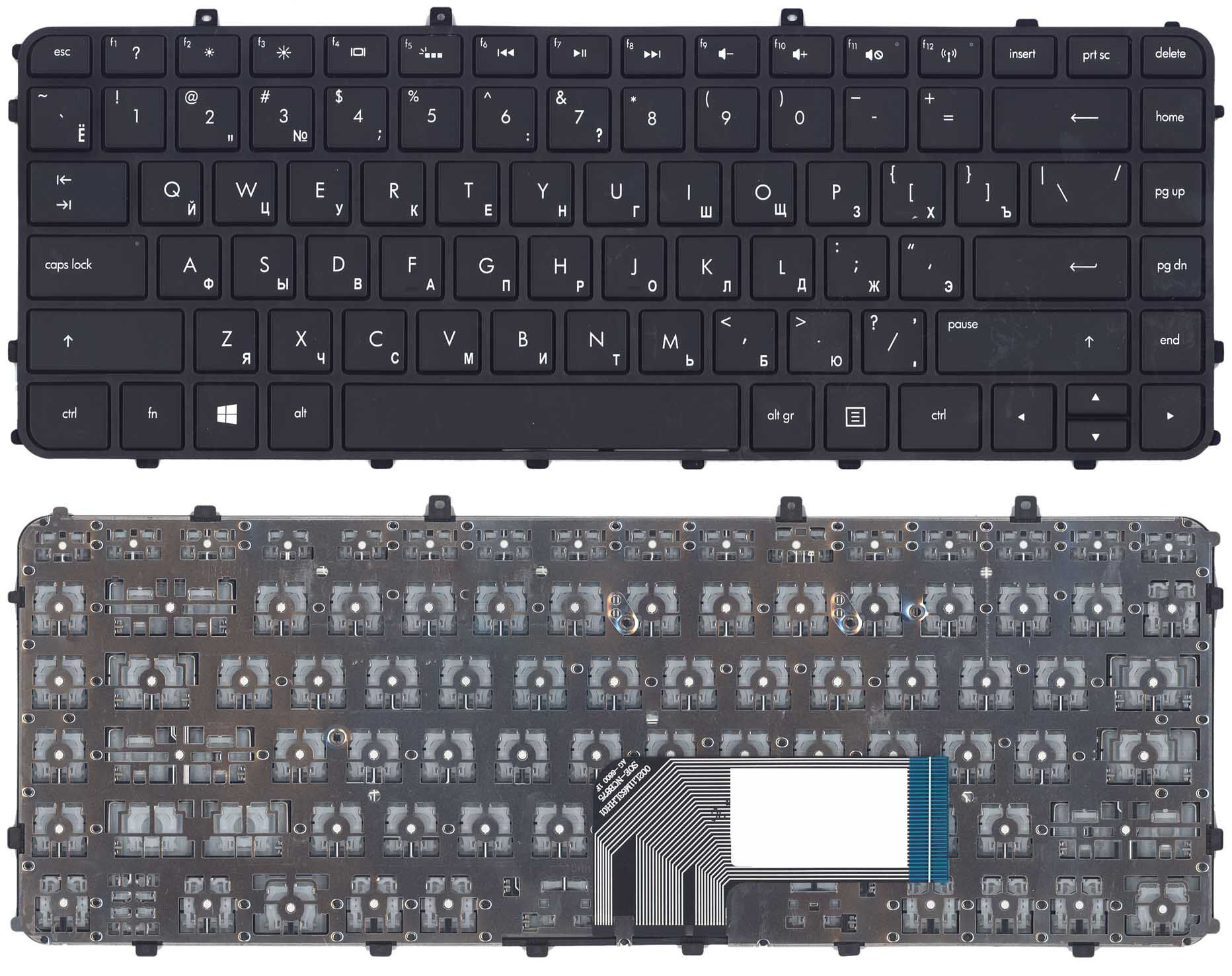 Клавиатура для HP Envy 4-1000 6-1000 черная рамка p/n: 698679-001 698679-251 V135002BS2, PK130T52B00