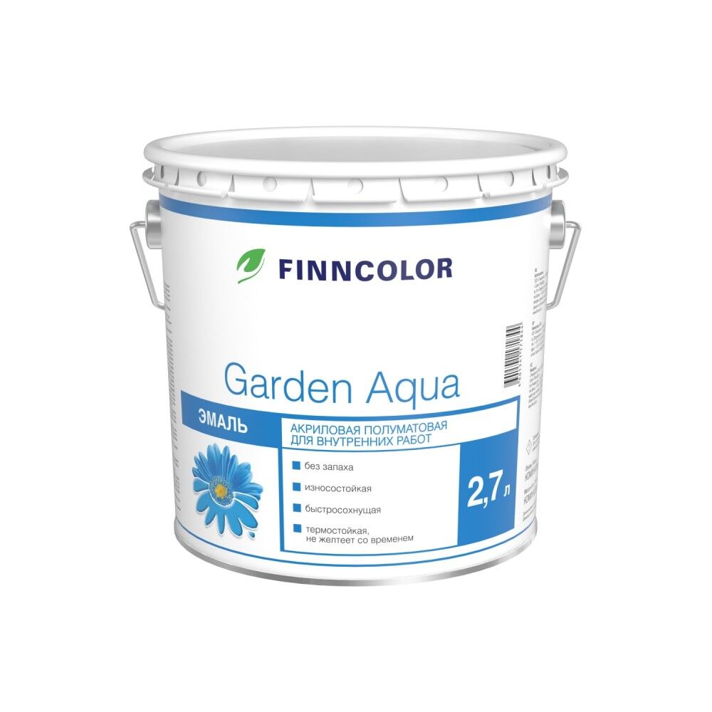 Эмаль Finncolor акриловая Garden Aqua A полуматовая 2,7 л