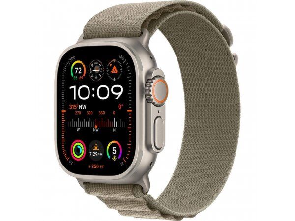 Смарт часы Apple Watch Ultra 2 GPS + Cellular, 49mm Titanium Case with Olive Alpine Loop - Medium