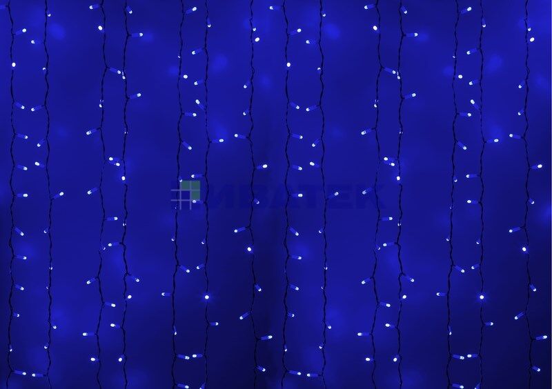 Гирлянда новогодняя "Светодиодный Дождь" 2х1,5м, постоянное свечение, Белый провод, 220В, диоды Сини