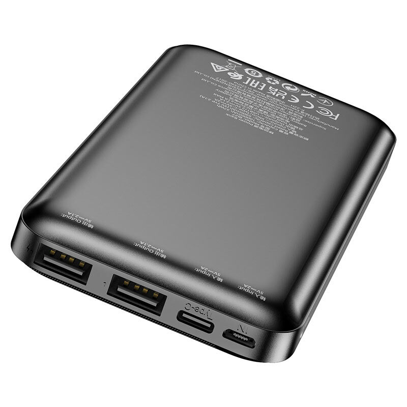Портативный аккумулятор 10000mAh 2гн.USB 5V, 2,1A BJ27, чёрный BoroFone 2