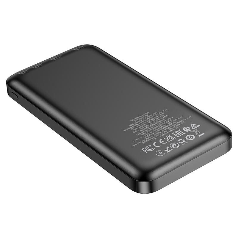 Портативный аккумулятор 10000mAh 2гн.USB 5V, 2,1A BJ27, чёрный BoroFone 3