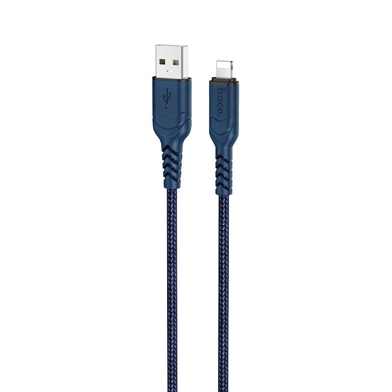 USB кабель шт.USB (A) - шт.Lightning 1,0м, 2,4A нейлон, синий X59 "Hoco" 3