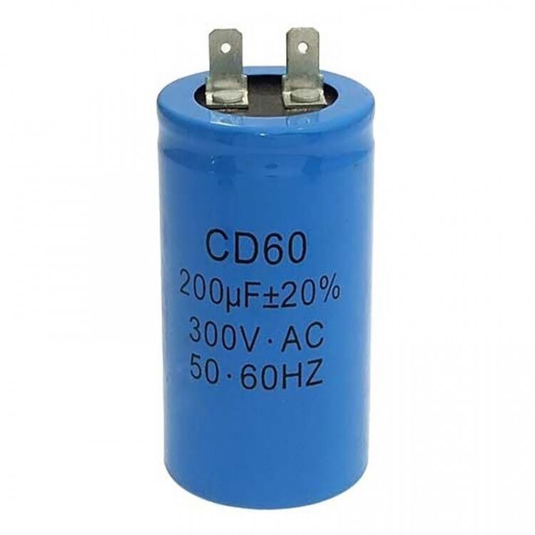 Конденсатор CD60 200mkF-300V ±5% 50Hz, 50x120мм, две клеммы 5,0мм (SAIFU)