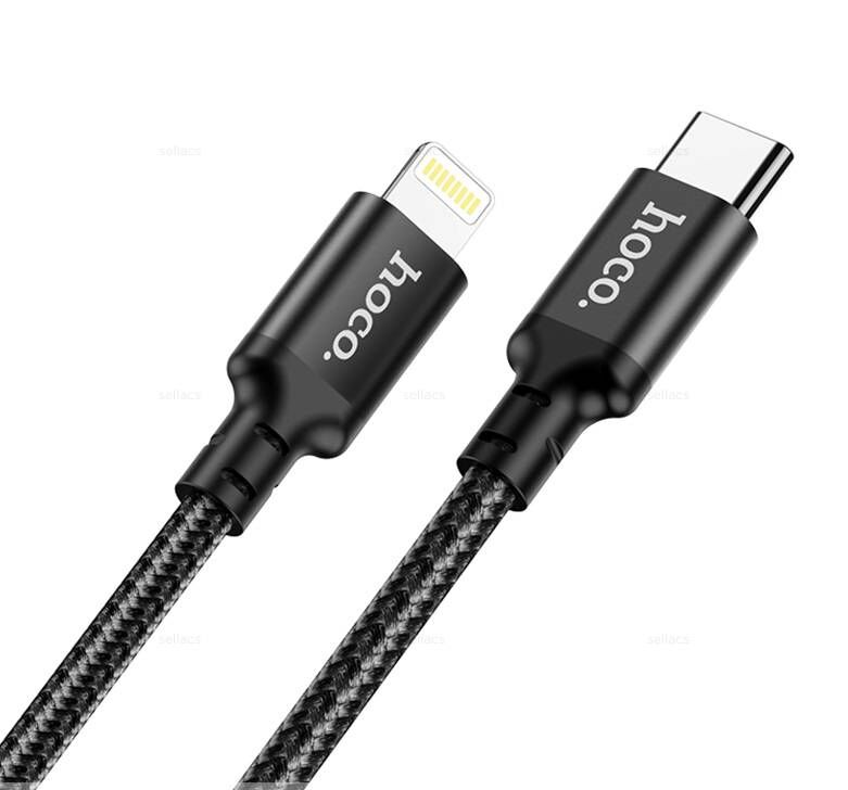 USB кабель шт.Type-C - шт.Lightning 2м, 4A, 20W, нейлон X14 "Hoco", черный 3