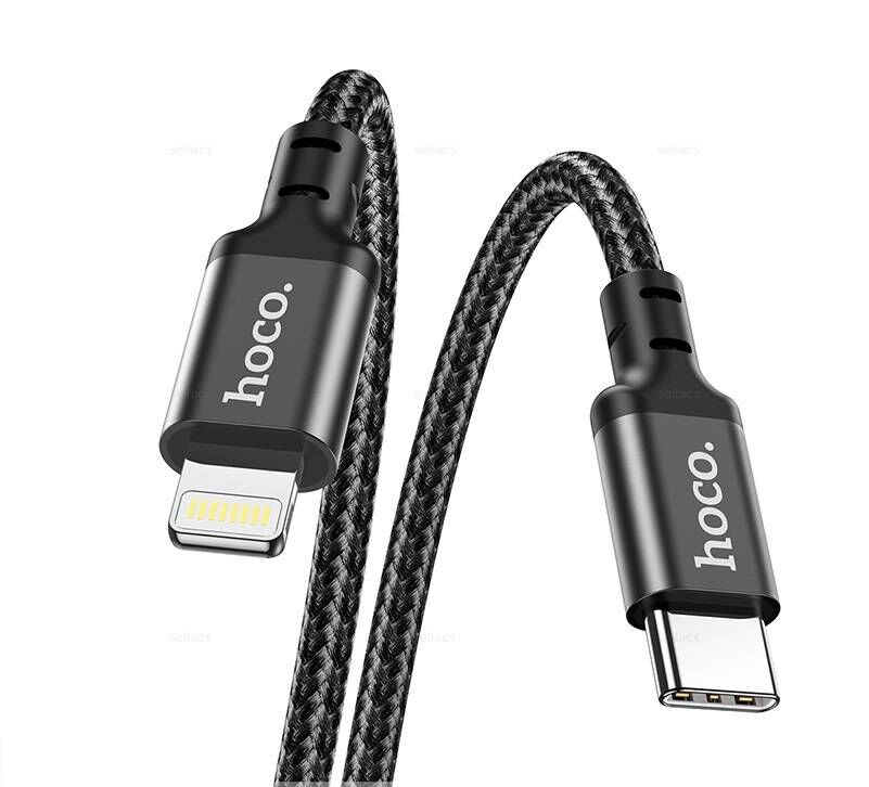USB кабель шт.Type-C - шт.Lightning 2м, 4A, 20W, нейлон X14 "Hoco", черный 4
